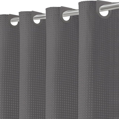 Inhousolu No Hook Waffle Weave Shower Curtain with Removable Snap in Fabric Liner Set for Bathroom, 230 GSM Heavy Duty Weighted Hem, Water Repellent Washable Bath Curtains, 72 x 84 Inch, Graphite Grey