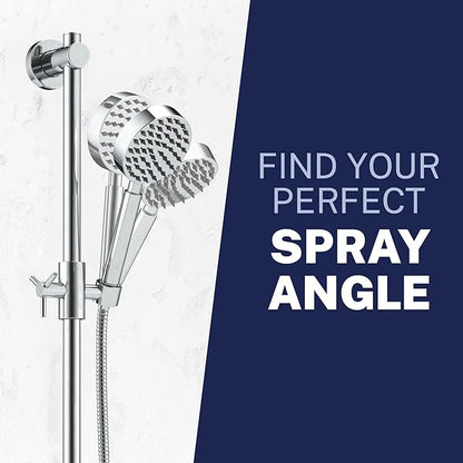 HammerHead Showers® SOLID METAL 27.5 Inch Shower Slide Bar Set and Handheld Shower Head with Hose — CHROME — 1.75 GPM Low Flow Spray Wand — Easily Adjust Height & Angle of Handshower
