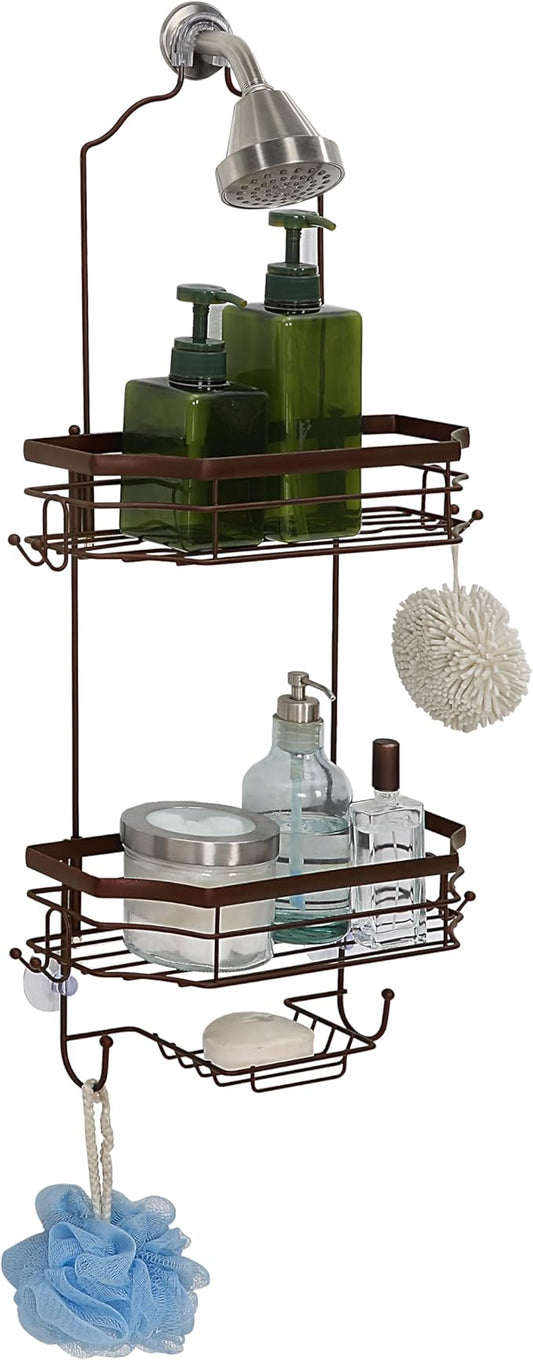 SunnyPoint Bathroom Classic Hanging Over The Shower Head Caddy (28.98" H x 12.2" W x 5.31" D) (Brown)