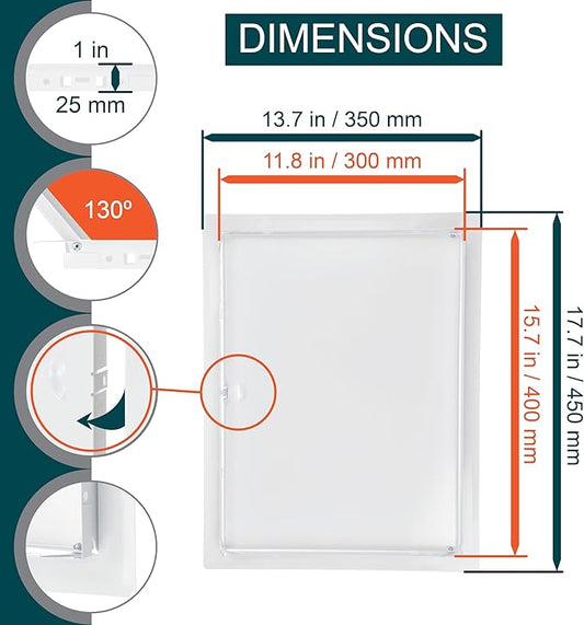 12" x 16" White Metal Access Panel. Service Shaft Door Panel. Plumbing, Electricity, Heating, Alarm Wall Access Panel for Drywall. Bathroom Services Access Hole Cover.
