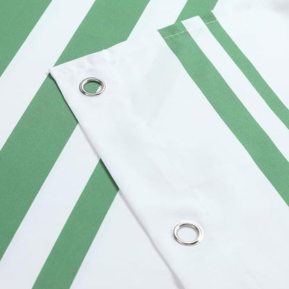 Green and White Striped Shower Curtain 72x78 Inches, Waterproof Fabric with Modern Gradient Lines, 12 Rustproof Grommets & Weighted Hem