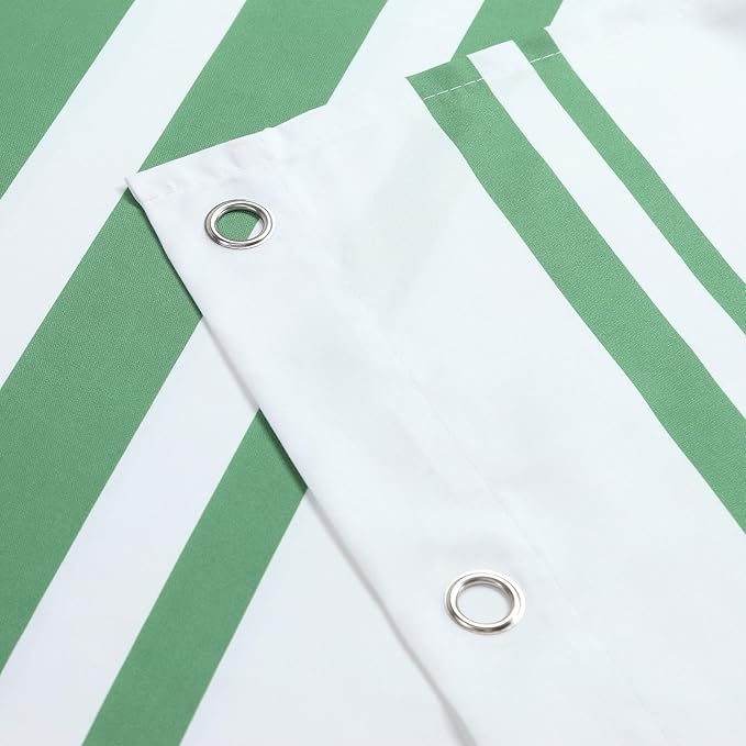 72x90 Inch Extra Long Shower Curtain, Green and White Ombre Striped Waterproof Fabric, Modern Hotel Spa Design with 12 Rustproof Grommets & Weighted Hem