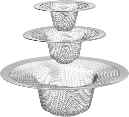 Juvale Stainless Steel Sink Drain Strainer - Mesh Kitchen Sink Strainer - Anti-Clogging Wire Mesh Screen - Pack of 4, 4.3 in, 2.8 in, 2.1 in