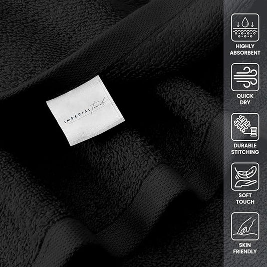 24 Pack Black Hand Towels 100% Cotton Spa Towels 16x26 inches Highly Absorbable Facial, Gym, Hair and Face Towels in Bulk Brand