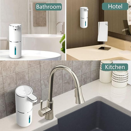 2Pack Automatic Soap Dispenser – Touchless Foaming Soap Dispenser 400ml USB Rechargeable Dispenser Electric Wall Mounted 4levels Adjustable Foam Dispenser Pump for Bathroom Kitchen Dish Soap