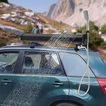 TFCFL 7.93 Gallon Roof Rack Mount Road Shower, High Pressure Outdoor Camping Shower with Long Hose, Portable Camping Solar Shower for Camping, Hiking, Beach, Pet & Gear Cleaning, Black