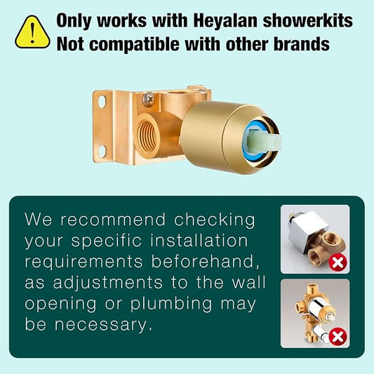 Heyalan 8 Inch Shower Head and Handle Set Square Shower Faucet Set Bathroom Rainfall Shower System Stainless Steel Showerhead Single Function Shower Trim Kit,Female Thread Valve,Brushed Gold