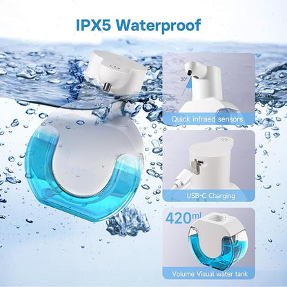 2 Pack Automatic Foaming Soap Dispenser 14.2oz/420ML Touchless Automatic Foaming Soap Dispenser,Rechargeabled Wall Mounted Smart Pump for Bathroom Kitchen