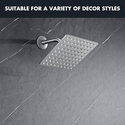 Rainfall Shower Head, MEDIOMI Rain Shower Head Set - Ultra-Thin Design High Flow Stainless Steel Large Square Rain Shower Heads with Shower Arm and Flange (8-Inch, Brushed Nickel)