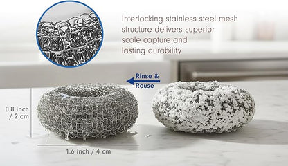 Tredoni 2 Reusable Limescale Remover Ring 0.8x1.6 - Boiler/Kettle Furring Descaler Stainless Steel Mesh 2x4cm (2)