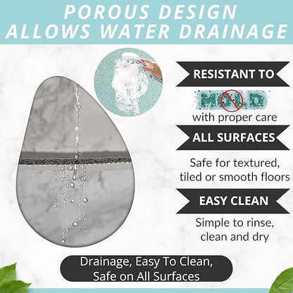 Enkosi Loofah Shower Mat with Drain Hole – Cushioned Anti-Slip Square Bath Mat for Showers, and Bathroom Floors – Textured PVC, Non Slip Safety Pad for Walk-in Stalls and Wet Areas (27x27 Aqua Green)
