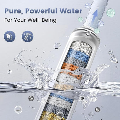 Filtered Shower Head with Handheld, High Pressure 8 Spray Showerhead with Filters & Upgraded Detachable Shower Head, Water Softener Filters Beads for Hard Water -Remove Chlorine