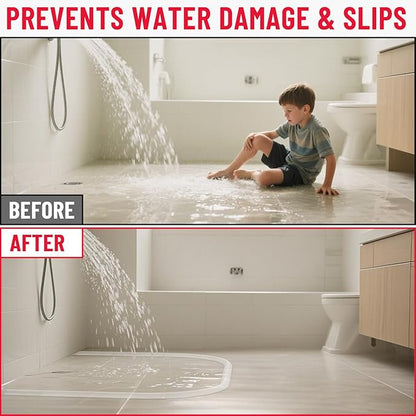 Shower Threshold Water Dam Barrier – 67in Self-Adhesive, Waterproof, Flexible Silicone, Customizable, Easy Install, Prevents Water Leakage & Slipping, Wheelchair Access