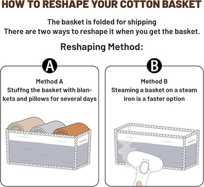 Large Shallow Organizing Baskets 15x11x5.1 Inches - Rope Woven Storage Bins for Bathroom, Shelves, Cube Closet, Black Woven Brown 3 Packs