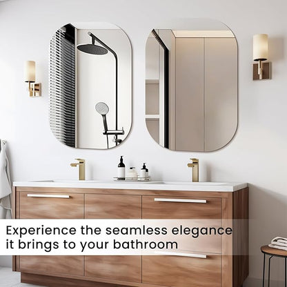VASUHOME Frameless Bathroom Mirror, 20 x 32 Inch Wall Vanity Mirror, Large Wall Mounted Mirrors for Bathroom, Living Room, Bedroom