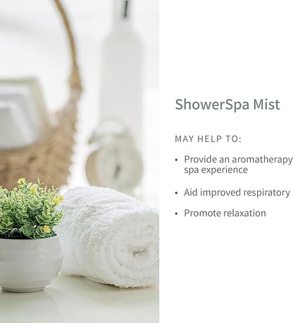 European Spa Source Lavender + Eucalyptus ShowerSpa Mist Spray for Aromatherapy, at Home Spa Experience, Sinus Congestion Relief, and Tension Relief, 4 fl oz.