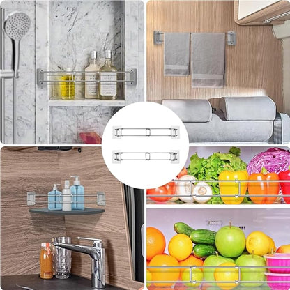 RV Shower Corner Storage Bar, RV/Camper/Travel Trailer Bathroom Corner Stainless Steel Storage Bar, 7.8~13.4in Adjustable (3 Pack)
