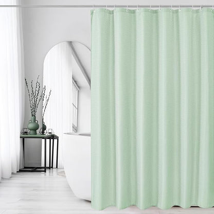 Gibelle Long Shower Curtain 72 x 78, Tall Waffle Weave Textured Fabric Shower Curtain for Bathroom, Water Repellent, Machine Washable, Mint Green