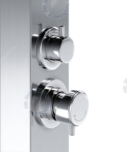 Bondi Silver ADA 316 Marine Grade Stainless Steel Outdoor Shower Panel-No Rust! Perfect for Swimming Pools. Hot & Cold Water Connections! Wall-Mounting & Freestanding Options