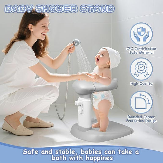 Baby Shower Stand, Baby Shower Standing Support, Adjustable Baby Bath Support with Anti-Slip/Dumping Base, Baby Bath Stand for Themselves,Soporte para Bañera de Bebé,Ideal Gift for Infants 6-36 Months
