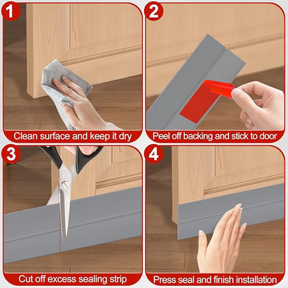 MYFAMIREA Door Weather Stripping 2IN (W) x 40FT (L) Door Draft Stopper Seal Tape Silicone Seal Strip Self Adhesive Shower Sweep Insulation Tape Side Bottom Strip for Sliding Glass Window Gap, Gray