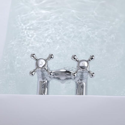 SUMERAIN Wall Mount Tub Faucet Vintage Leg Tub Filler 3-3/8 Inch Center High Flow Chrome