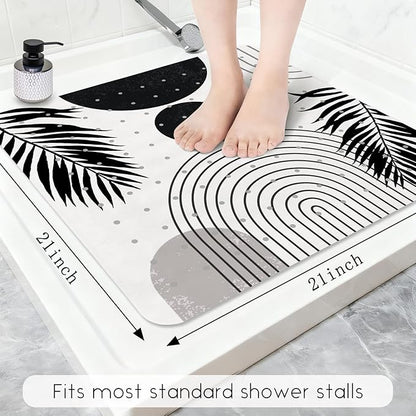 Bathtub Mat Non Slip, Bohemia Square Bath tub Mat Shower Floor Mat with Suction Cups for Adults Kids Elderly 21 X 21 Inch