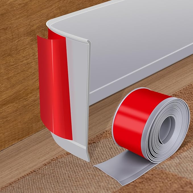 Vinyl Baseboard Molding Trim 3 Inch x 40 Feet Peel and Stick Baseboard Trim Flexible PVC Cove Base Moulding Self-Adhesive Trim for Garage Bathroom Cabinet Floor Walls, Gray