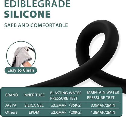 Silicone Shower Hose Extra Long,Explosion Proof Anti Winding Showerhead Hose,Used In Showerheads Spray Bidet Bathing Toilet Cleaning Flexible RV Shower Hoses Replacement (Black, 119 In)