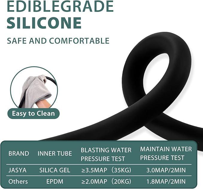 Silicone Shower Hose Extra Long,Explosion Proof Anti Winding Showerhead Hose,Used In Showerheads Spray Bidet Bathing Toilet Cleaning Flexible RV Shower Hoses Replacement (Black, 39 In)