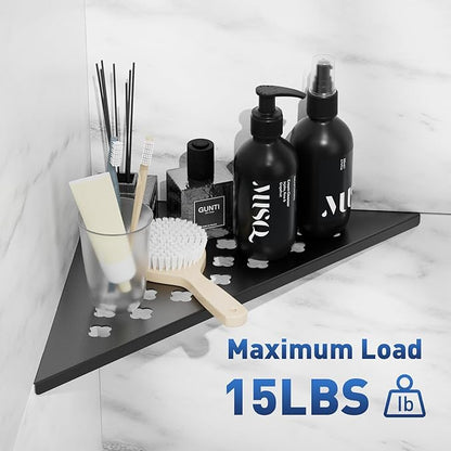 lives Shower Corner Shelf 10" Slot Design Corner Shelves for Inside Shower, 304 Stainless Steel Recessed Bathroom Shelves for Tiled Wall, Black 2 Pack (Floral)