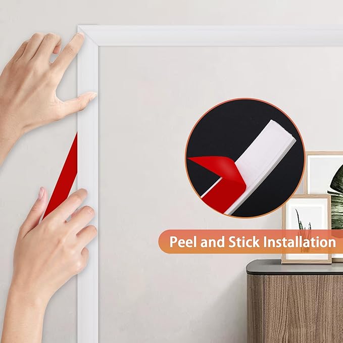 Peel and Stick Chair Rail Panel Molding, 240''L x 0.9''W Strong Self Adhesive TPE Wall Moulding Trim for Home DIY Decoration (Paintable White)