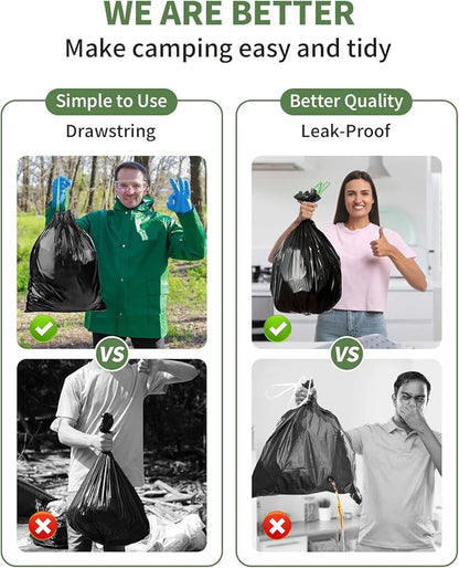 100 Camping Toilet Bags Drawstring, 8 Gallon Portable Toilet Bags Use with 5 Gallon Bucket, Porta Potty for Camping Bathroom Travel Backpacking