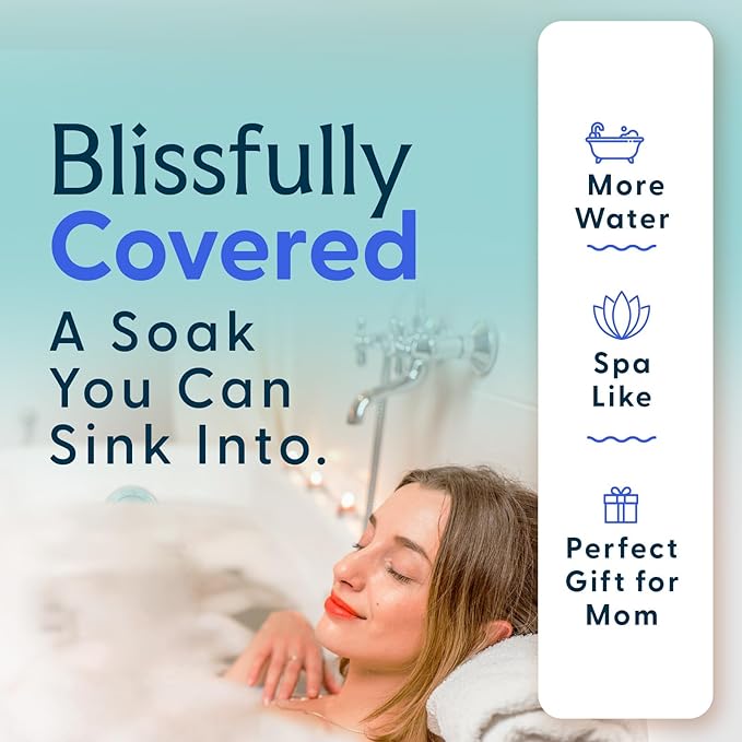 SlipX Solutions Bottomless Bath | Overflow Drain Cover for Tub | Best Gifts for Mom, Spa & Bath Accessories | Drain Block, Water Stopper Plug | Bath Essentials for Women | 4" Diameter, Aqua