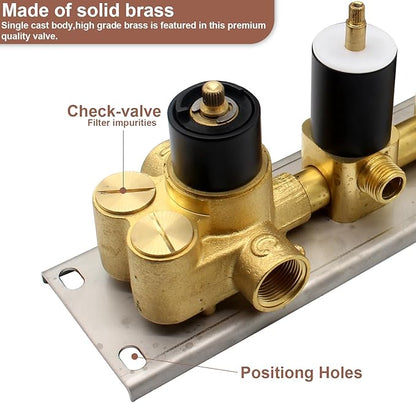 HOMEDEC Black 4-Function Shower Diverter Valve, 4 Ways Thermostatic Brass Mixer Mixing Shower Valve, Can Use All Options At a Time