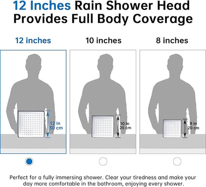 G-Promise All Metal 12 Inches Rain Shower Head with Handheld Built-in Power Wash Mode, 3-way Diverter with Pause Setting, 11 Inches Adjustable Extension Arm with Lock Joint, Long Hose (Chrome)
