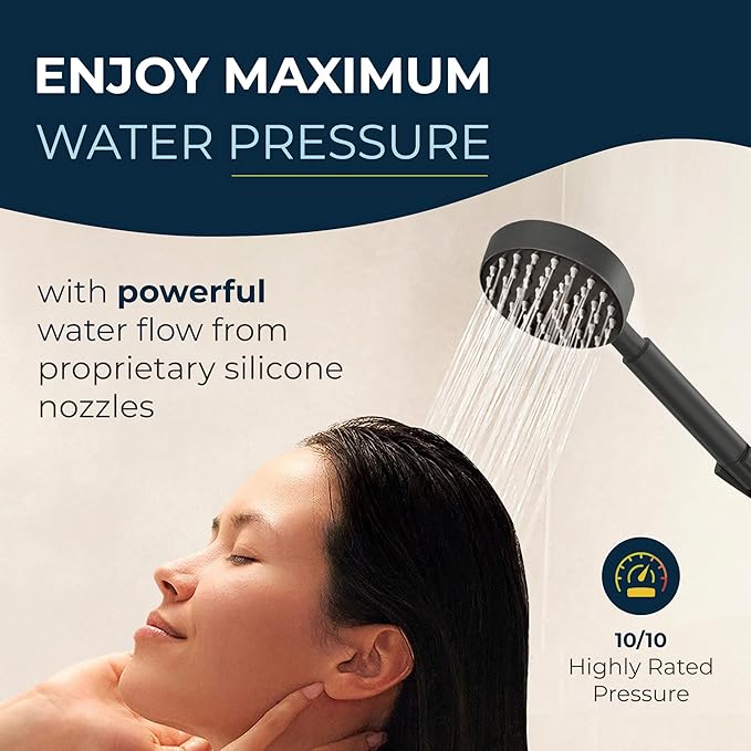 HammerHead Showers® SOLID METAL 27.5 Inch Shower Slide Bar Set and Handheld Shower Head with Hose — MATTE BLACK — 1.75 GPM Low Flow Spray Wand — Easily Adjust Height & Angle of Handshower