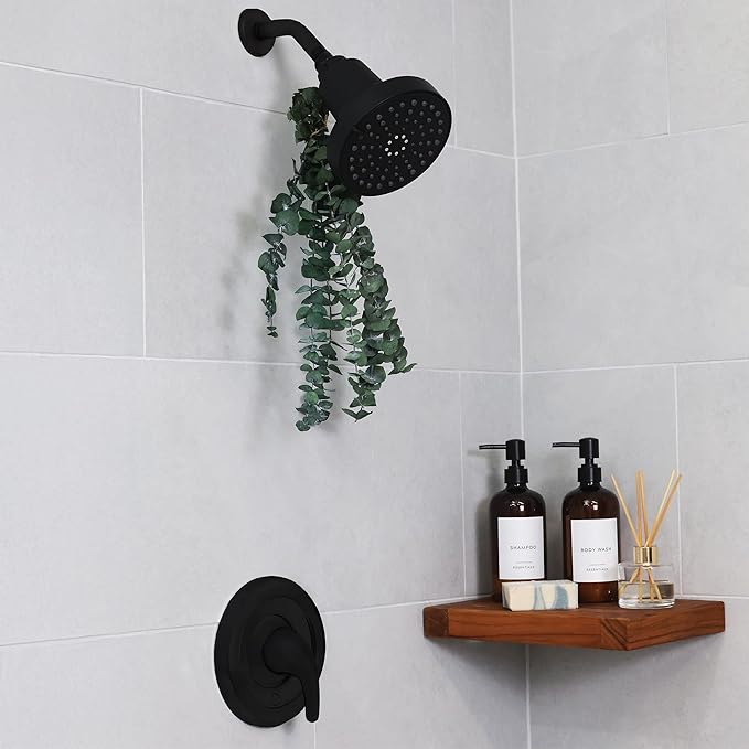 SEVENTY 4-Setting Filtered Shower Head with Shower Filter in Matte Black – Helps Reduce Chlorine and Impurities for Healthier Hair, Skin and Scalp, Easy to Install (Model 12157)