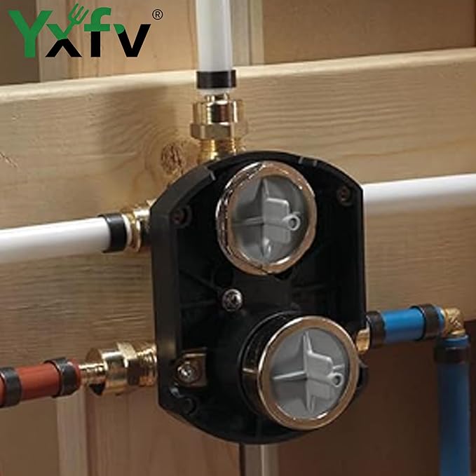 Universal Shower Valve, Suitable for Delta Diverter Valve R22000 MultiChoice, Pressure Balance Rough-In, 3/6-Way Integrated Diverter, Brass, Chrome