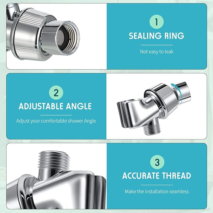 Mimorou 79 Inch Stainless Steel Shower Hose with Adjustable Shower Arm Holder and Head Replacement (Silver)