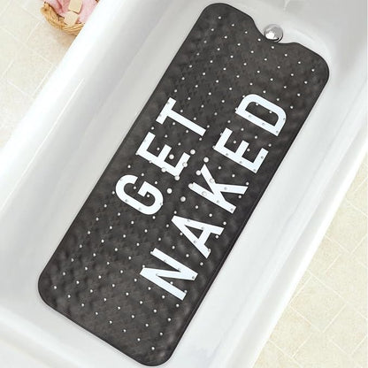 Bathtub Mat Non Slip, Get Naked Extra Long Bath tub Mat Shower Floor Mat with Suction Cups and Drain Holes for Adults Kids Elderly 40 X 16 Inch