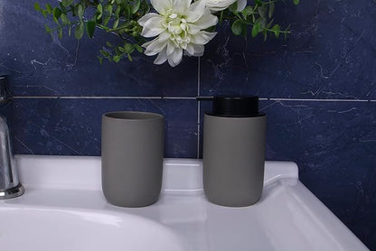 Ceramic Toothbrush Holders for Bathrooms, 8 oz Matte Tooth Brushing Dispenser, Small Tooth Brush Organizer for Vanity Countertop, Toothpaste Storage Stand, Tumbler Cup for Makeup Brushes-White