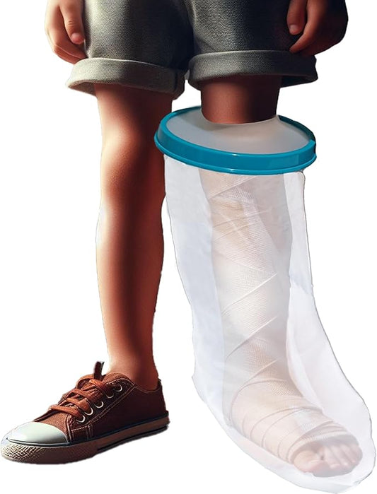100% Waterproof Kid Leg Cast Cover for Showering, Reusable Kid Short Leg Cast Protector, Cast Covers for Shower Leg, Cast Bag for Shower, Cast Cover for Showering Foot (18inch)