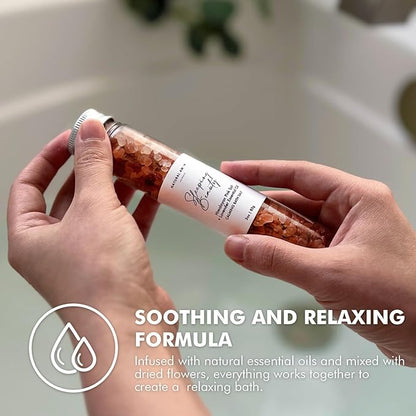 Natural Bath Salt Gift Set – 4-Pack Relaxing Soaks with Himalayan Pink Salt, Sea Salt, Essential Oils, Jojoba Oil & Dried Flowers – Spa Gift for Women & Self Care
