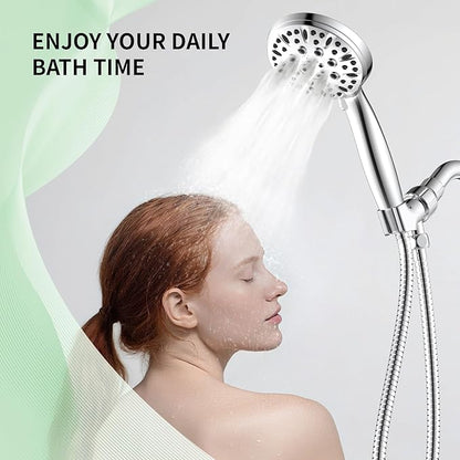 Shower Head, 6 Spray Modes Handheld Showerhead, High Pressure Hand Shower with 59 Inch Stainless Steel Hose and Adjustable Shower Head Holder, Chrome