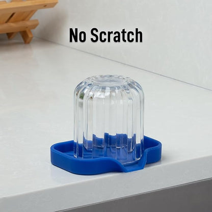 Zulay Kitchen Small Silicone Sponge Holder (4.9x3.3”) – Space-Saving Sink Organizer Tray for Sponge, Soap, Brush & More – Compact Non-Slip Dish for Kitchen & Bathroom (Turkish Sea)