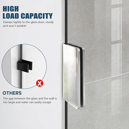 Bathroom Shower Door, 24" W ×78" H Fixed Shower Glass Panel with Clamps, 3/8" (10mm) Glass Shower Doors, Clear Tempered Frameless Shower Panel in Polished Chrome Finish
