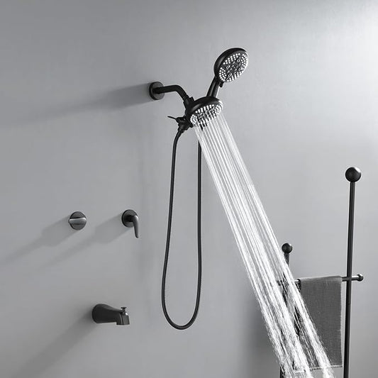 2 Handles Tub Shower Faucet Set Shower System with Tub Spout Bathtub Faucet Set Shower Tub Combo Set Complete Tub and Shower Trim Kit Matte Black