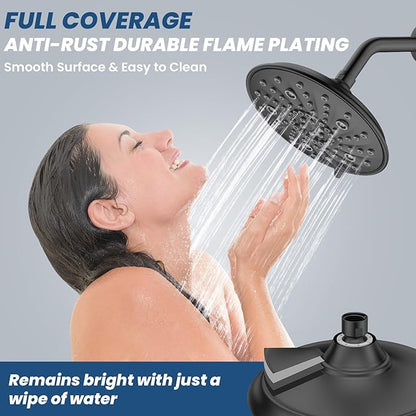 Ryamen Filtered Shower head, Rain Shower Head with Filter, High Pressure Shower Filter Head for Hard Water, 99% REMOVAL for Chlorine, Heavy Metals, Improves Skin & Hair (Unfiltered, Black)