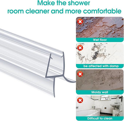 POZIA Clear Frameless Glass Shower Door Bottom Seal | Shower Door Sweep for Leak-Proof, Quick Installation to Create Reliable Water Barrier (1PACK-3/8in-23mm Gap)